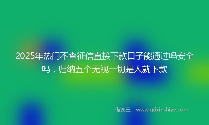 2025年热门不查征信直接下款口子能通过吗安全吗，归纳五个无视一切是人就下款