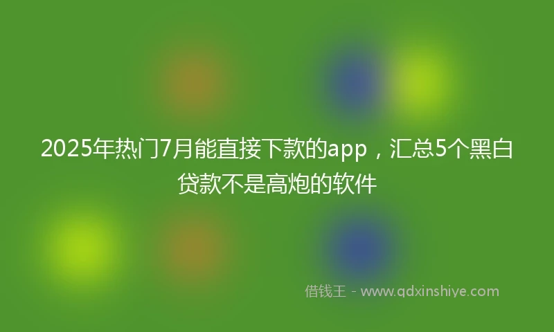 2025年热门7月能直接下款的app,汇总5个黑白贷款不是高炮的软件