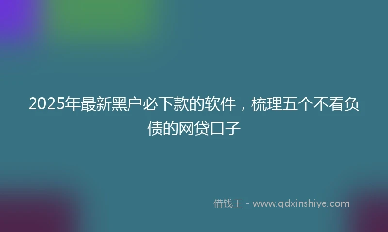 2025年最新黑户必下款的软件，梳理五个不看负债的网贷口子
