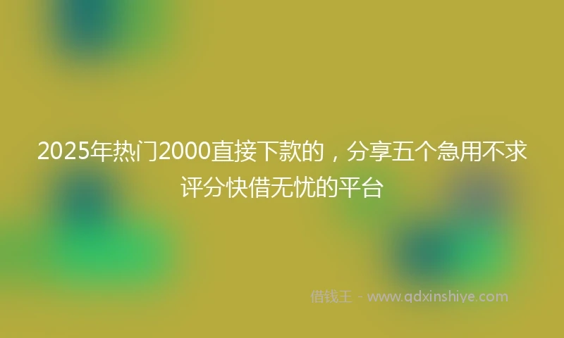 2025年热门2000直接下款的，分享五个急用不求评分快借无忧的平台