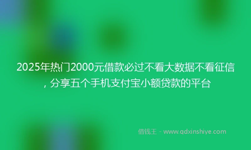 2025年热门2000元借款必过不看大数据不看征信，分享五个手机支付宝小额贷款的平台