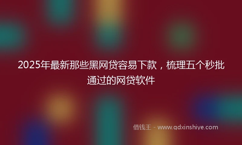 2025年最新那些黑网贷容易下款，梳理五个秒批通过的网贷软件