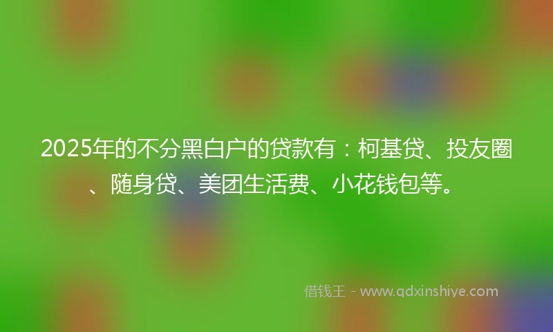 2025年的不分黑白户的贷款有：柯基贷、投友圈、随身贷、美团生活费、小花钱包等。