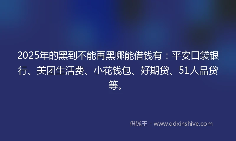 2025年的黑到不能再黑哪能借钱有：平安口袋银行、美团生活费、小花钱包、好期贷、51人品贷等。