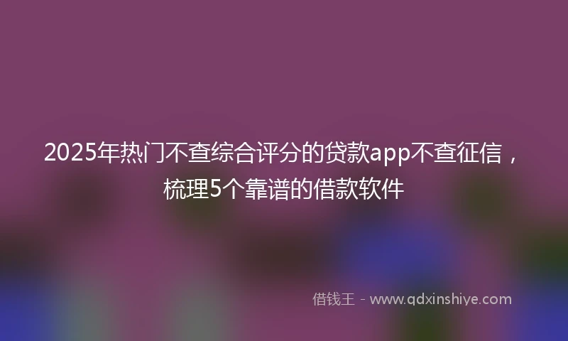 2025年热门不查综合评分的贷款app不查征信,梳理5个靠谱的借款软件