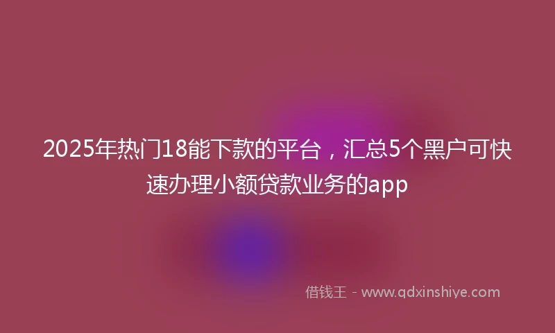 2025年热门18能下款的平台，汇总5个黑户可快速办理小额贷款业务的app
