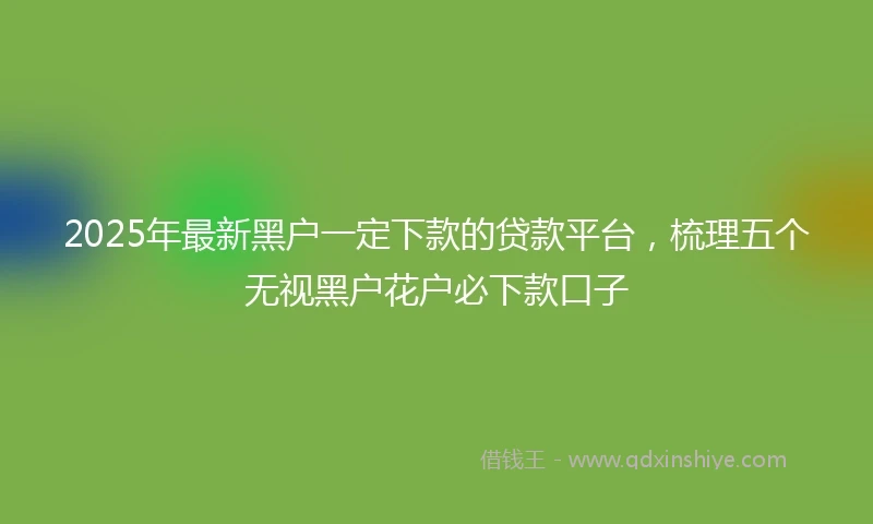 2025年最新黑户一定下款的贷款平台，梳理五个无视黑户花户必下款口子