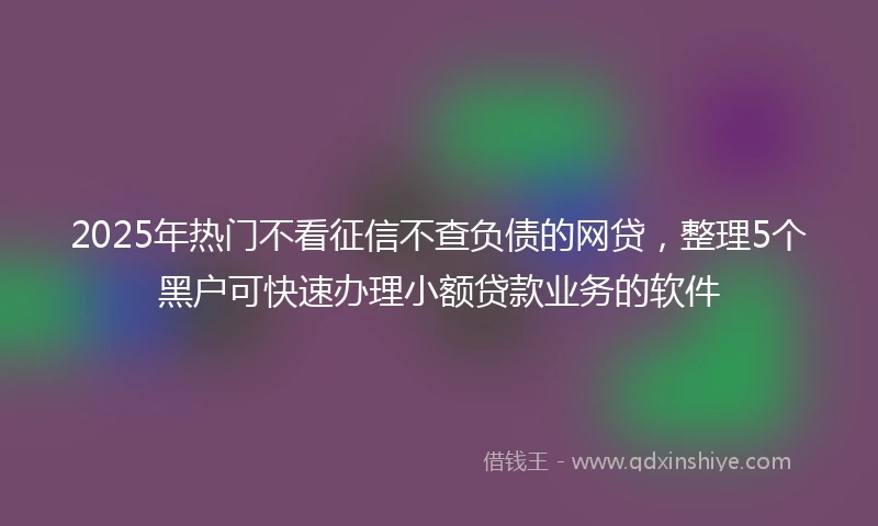 2025年热门不看征信不查负债的网贷，整理5个黑户可快速办理小额贷款业务的软件