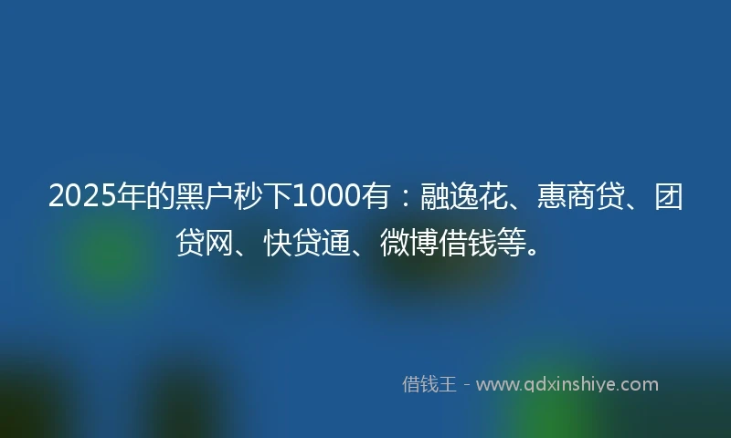 2025年的黑户秒下1000有：融逸花、惠商贷、团贷网、快贷通、微博借钱等。