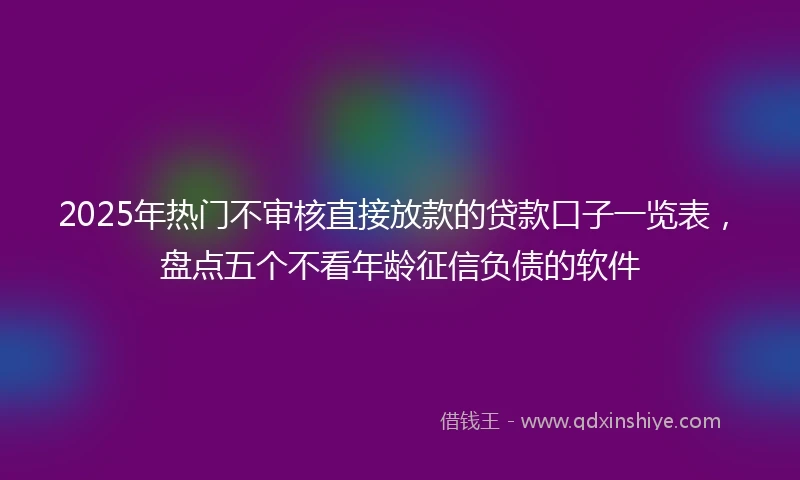 2025年热门不审核直接放款的贷款口子一览表，盘点五个不看年龄征信负债的软件