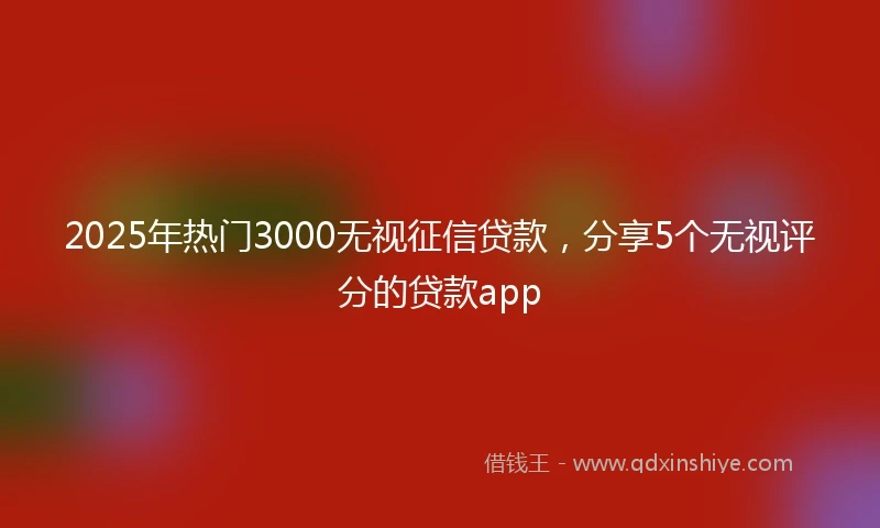 2025年热门3000无视征信贷款，分享5个无视评分的贷款app
