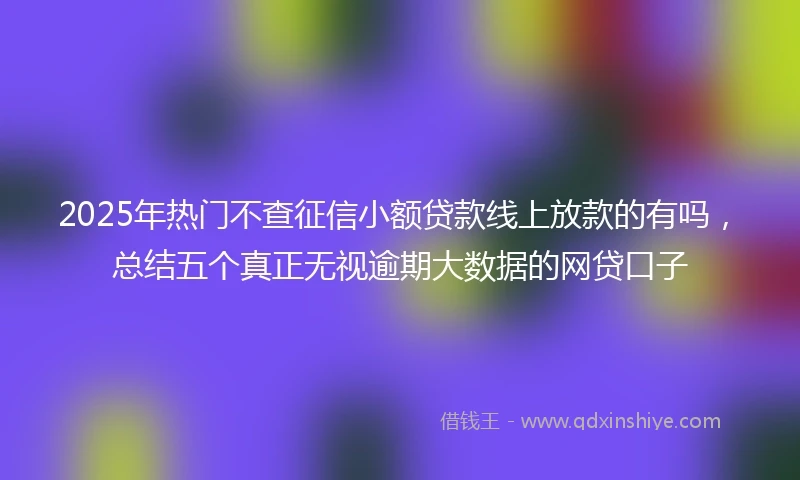 2025年热门不查征信小额贷款线上放款的有吗，总结五个真正无视逾期大数据的网贷口子