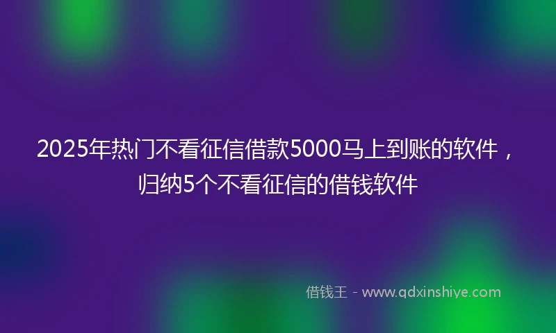 2025年热门不看征信借款5000马上到账的软件，归纳5个不看征信的借钱软件