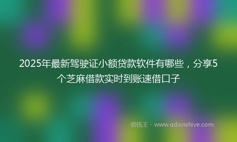 2025年最新驾驶证小额贷款软件有哪些，分享5个芝麻借款实时到账速借口子