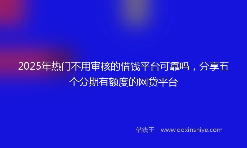 2025年热门不用审核的借钱平台可靠吗，分享五个分期有额度的网贷平台