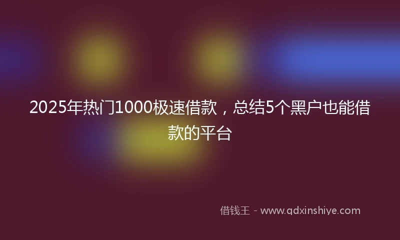 2025年热门1000极速借款，总结5个黑户也能借款的平台