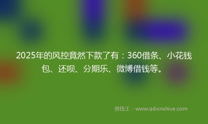 2025年的风控竟然下款了有：360借条、小花钱包、还呗、分期乐、微博借钱等。