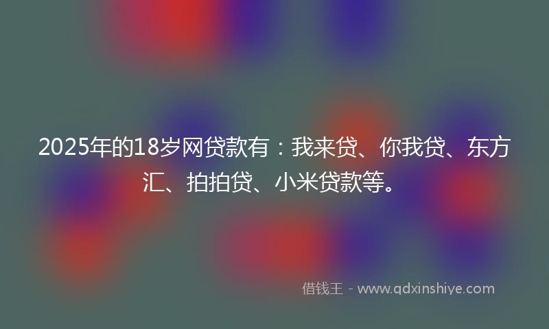 2025年的18岁网贷款有：我来贷、你我贷、东方汇、拍拍贷、小米贷款等。