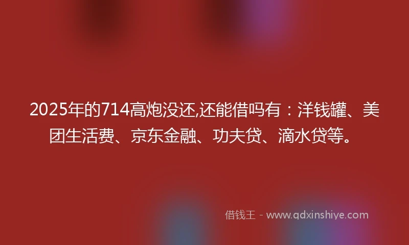 2025年的714高炮没还,还能借吗有:洋钱罐、美团生活费、京东金融、功夫贷、滴水贷等。