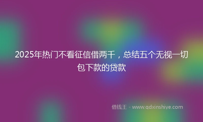 2025年热门不看征信借两千，总结五个无视一切包下款的贷款