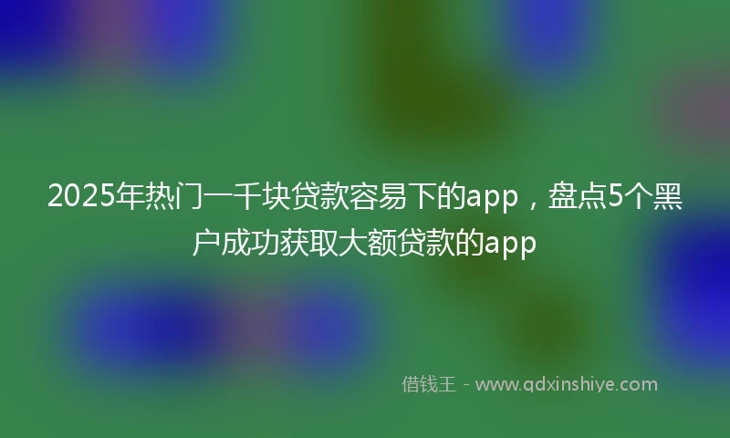 2025年热门一千块贷款容易下的app,盘点5个黑户成功获取大额贷款的app