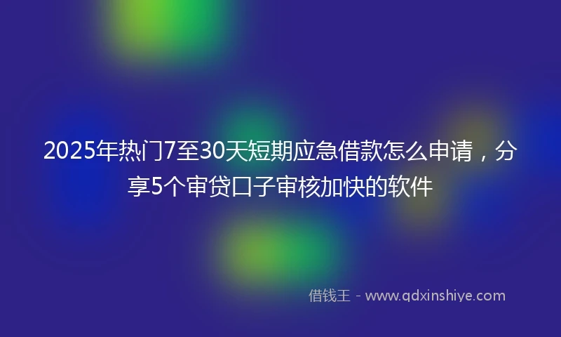 2025年热门7至30天短期应急借款怎么申请，分享5个审贷口子审核加快的软件