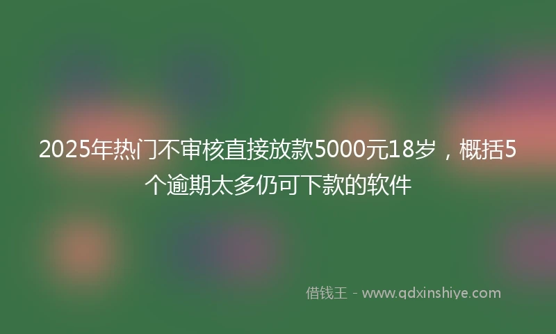 2025年热门不审核直接放款5000元18岁，概括5个逾期太多仍可下款的软件