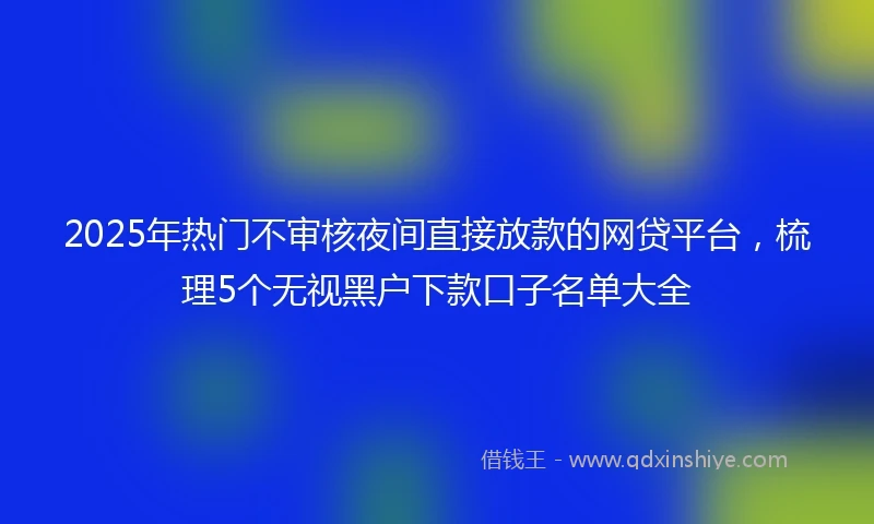 2025年热门不审核夜间直接放款的网贷平台,梳理5个无视黑户下款口子名单大全
