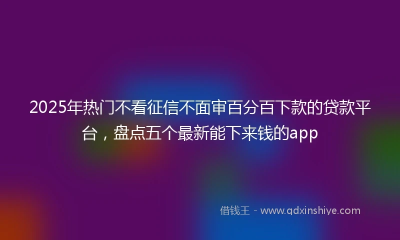 2025年热门不看征信不面审百分百下款的贷款平台，盘点五个最新能下来钱的app