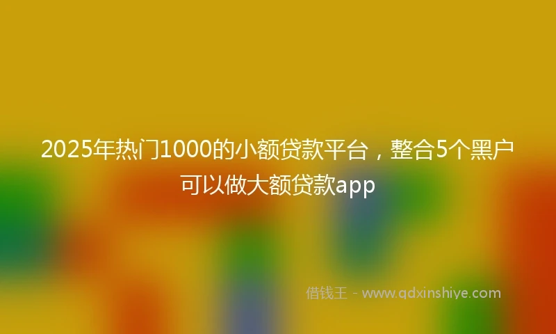2025年热门1000的小额贷款平台，整合5个黑户可以做大额贷款app