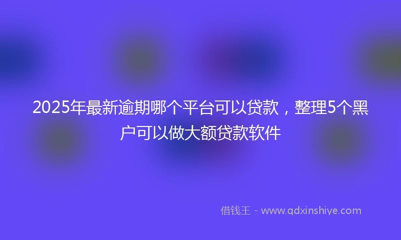 2025年最新逾期哪个平台可以贷款，整理5个黑户可以做大额贷款软件