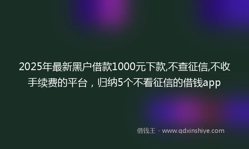2025年最新黑户借款1000元下款,不查征信,不收手续费的平台，归纳5个不看征信的借钱app