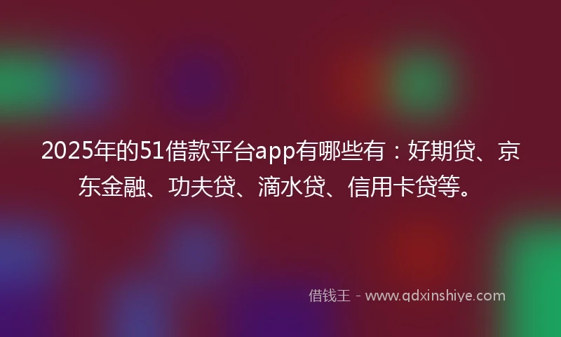 2025年的51借款平台app有哪些有：好期贷、京东金融、功夫贷、滴水贷、信用卡贷等。