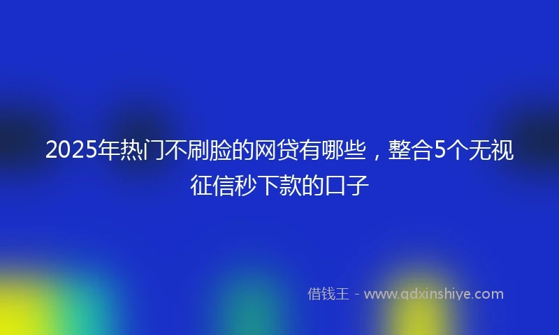 2025年热门不刷脸的网贷有哪些，整合5个无视征信秒下款的口子