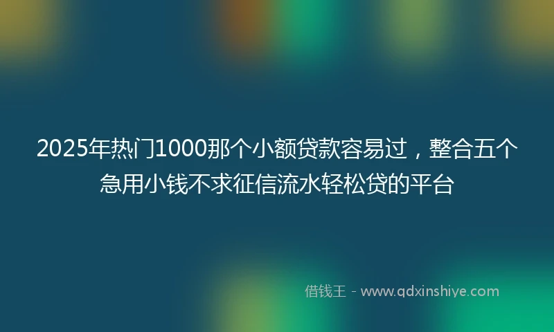 2025年热门1000那个小额贷款容易过，整合五个急用小钱不求征信流水轻松贷的平台