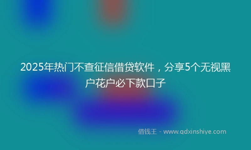 2025年热门不查征信借贷软件，分享5个无视黑户花户必下款口子
