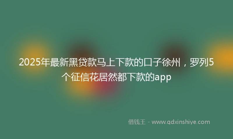 2025年最新黑贷款马上下款的口子徐州，罗列5个征信花居然都下款的app