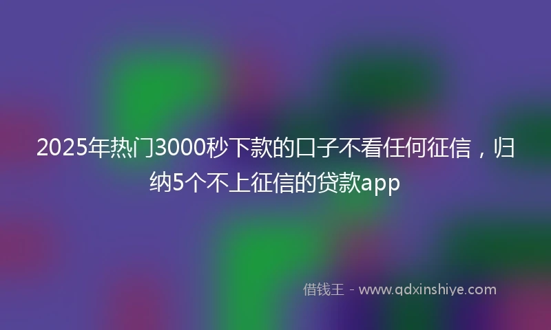 2025年热门3000秒下款的口子不看任何征信，归纳5个不上征信的贷款app
