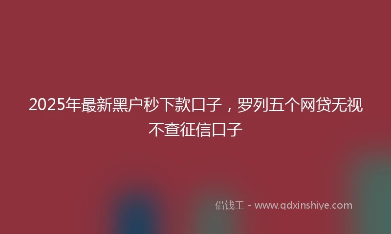 2025年最新黑户秒下款口子，罗列五个网贷无视不查征信口子