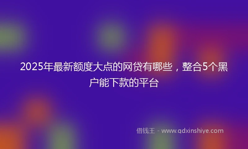 2025年最新额度大点的网贷有哪些，整合5个黑户能下款的平台