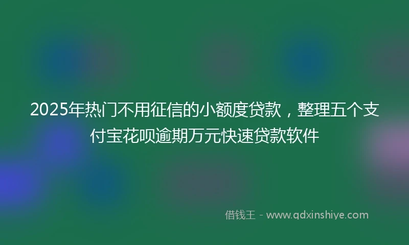2025年热门不用征信的小额度贷款，整理五个支付宝花呗逾期万元快速贷款软件