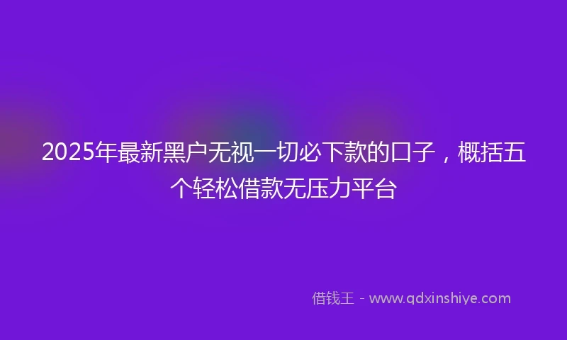 2025年最新黑户无视一切必下款的口子，概括五个轻松借款无压力平台