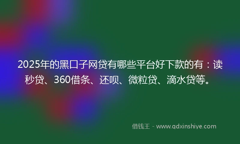 2025年的黑口子网贷有哪些平台好下款的有：读秒贷、360借条、还呗、微粒贷、滴水贷等。