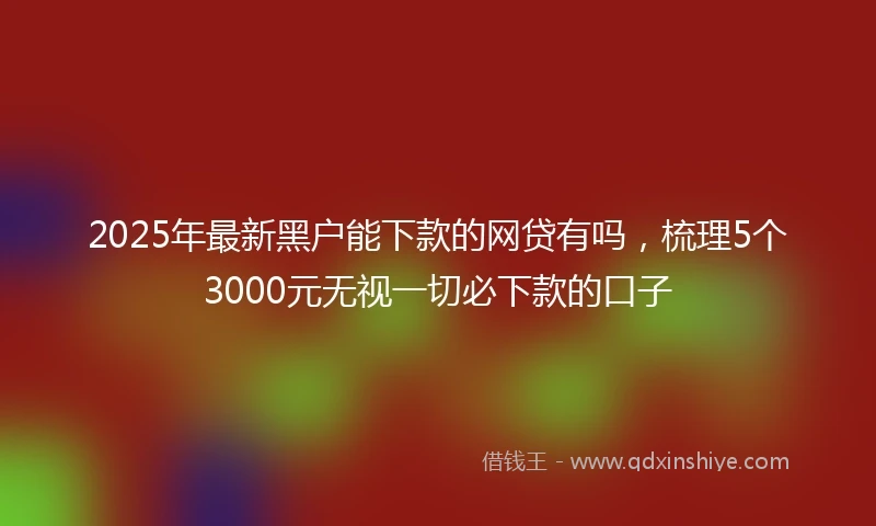 2025年最新黑户能下款的网贷有吗，梳理5个3000元无视一切必下款的口子