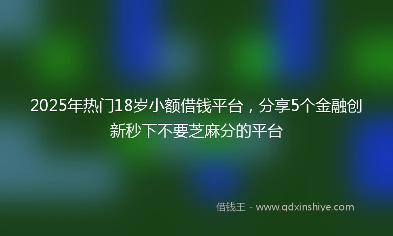 2025年热门18岁小额借钱平台，分享5个金融创新秒下不要芝麻分的平台
