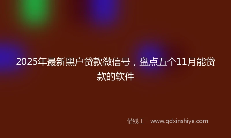 2025年最新黑户贷款微信号，盘点五个11月能贷款的软件