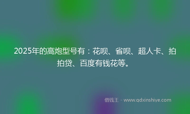 2025年的高炮型号有：花呗、省呗、超人卡、拍拍贷、百度有钱花等。