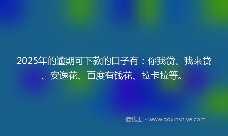 2025年的逾期可下款的口子有：你我贷、我来贷、安逸花、百度有钱花、拉卡拉等。