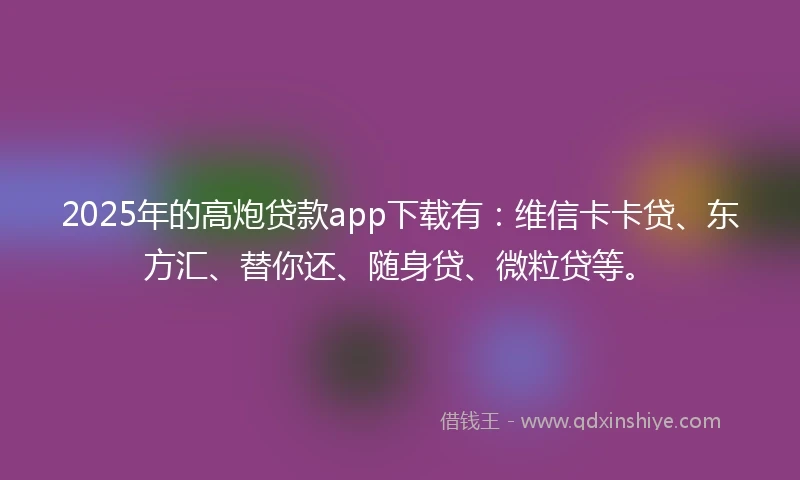 2025年的高炮贷款app下载有:维信卡卡贷、东方汇、替你还、随身贷、微粒贷等。