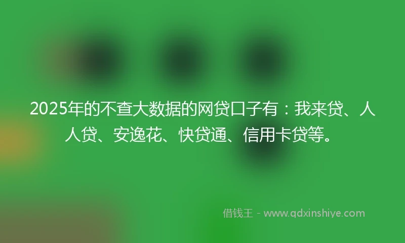 2025年的不查大数据的网贷口子有：我来贷、人人贷、安逸花、快贷通、信用卡贷等。